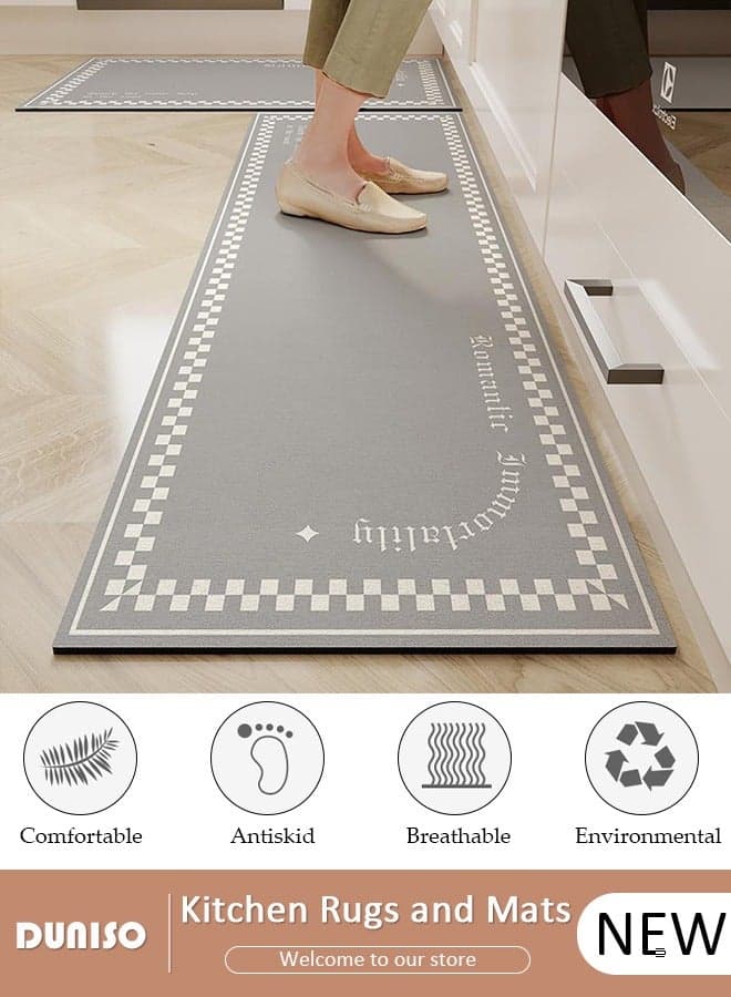 2 PCS Kitchen Mats and Rugs Set,Diatom Bathroom Kitchen Rug Mat Extra Soft and Absorbent Bath Rugs Non-Slip Quick Drying Floor Bath Tub Mat for Bathroom Floor Tub and Shower 40*60cm/40*120cm