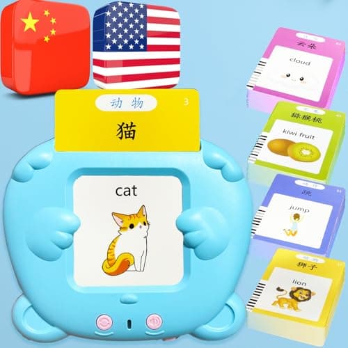 MoLingvora Bilingual Talking Flash Cards for Kids Mandarin English Flashcards Children Adults 510 Sight Words ABC Alphabet Pocket Speech for Toddlers Audible Sensory Toys Chinese Blue