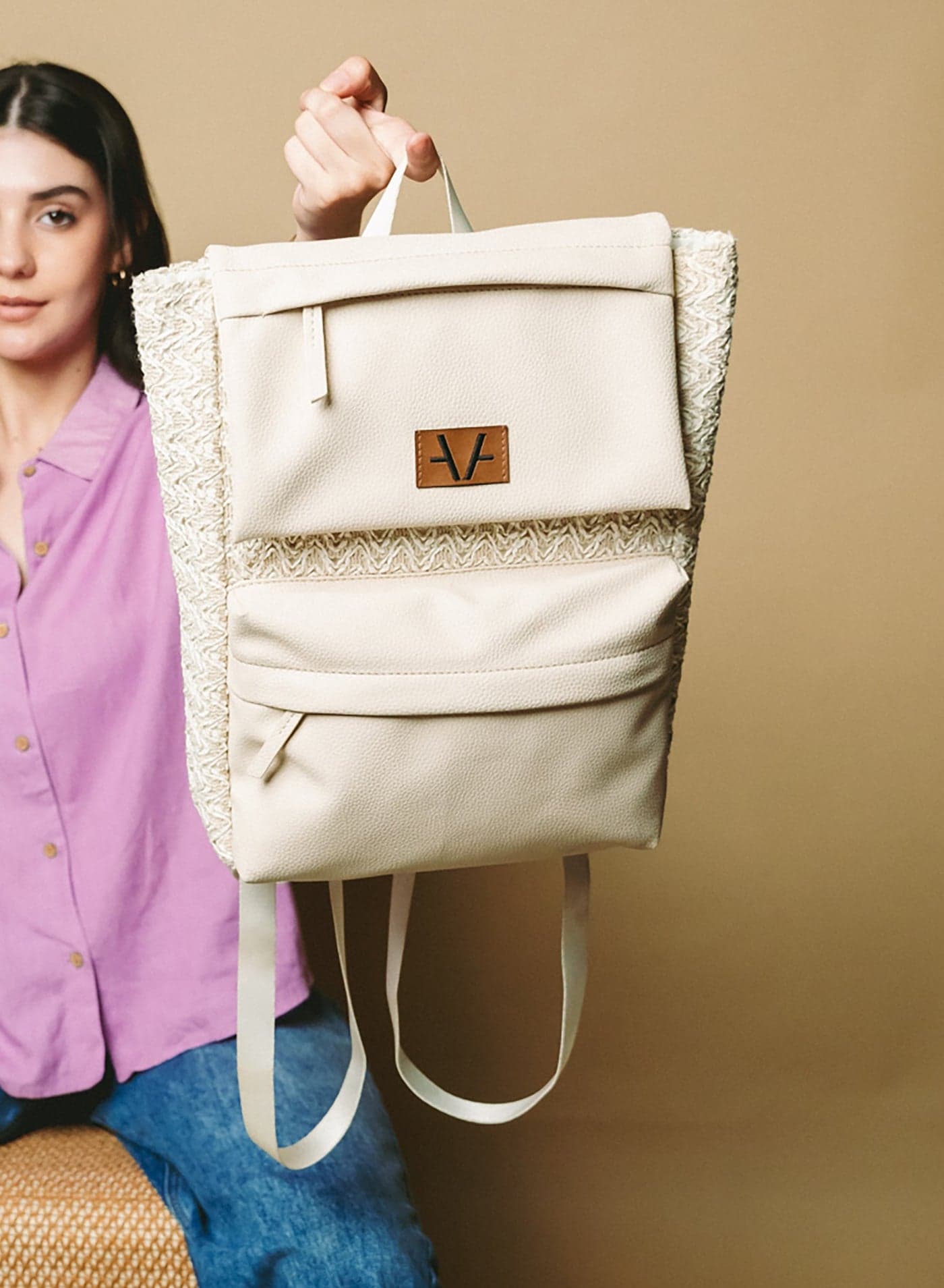 Chic ivory Flap back pack