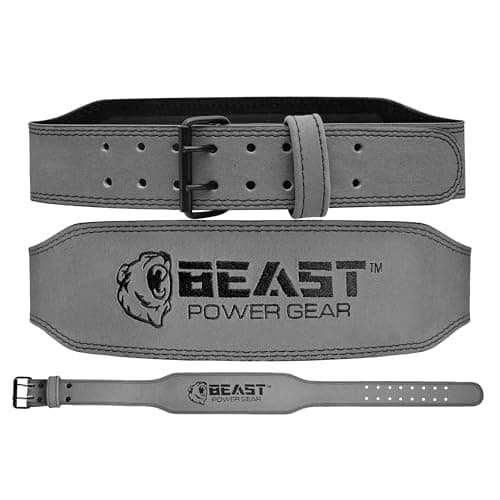 Beast Power Gear Weight Lifting Belt 4 Genuine Leather For Lower Back Support Bodybuilding Squat Deadlift Cross Strength Training Weightlifting Gym Belt For Men Women Gray 4 Small 24 29