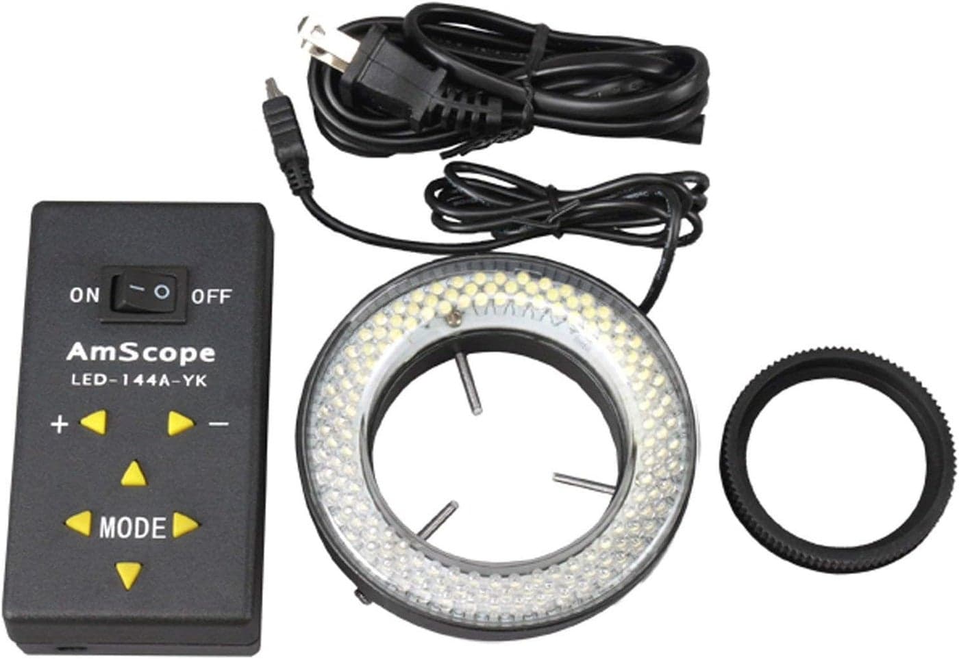 AmScope LED144A 144LED LightingDirectionAdjustable Microscope Ring Light with Adapter for Stereo Microscopes