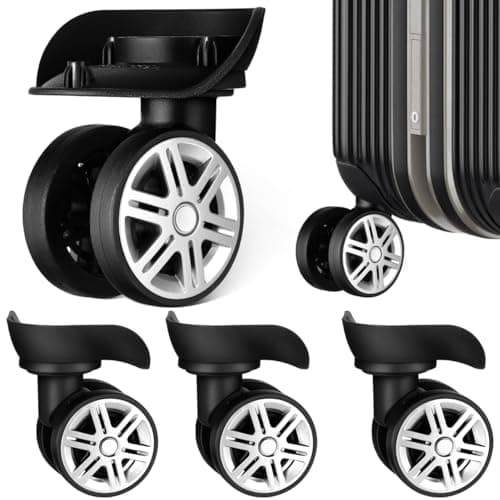 Kisangel Suitcase Luggage Wheels Replacement 4.33 Inch Universal Trolley Casters with Silent Dual-Row Bearings Easy Installation for Luggage Repair and Travel