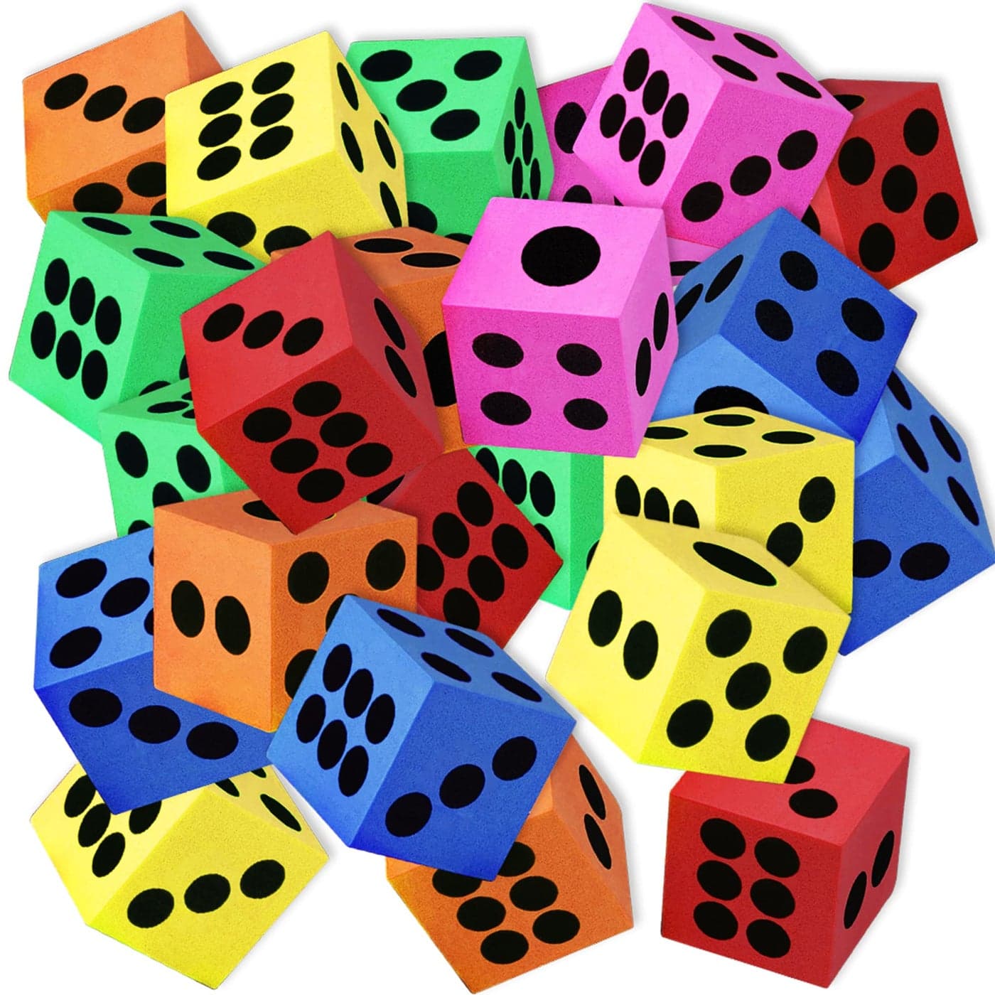 ArtCreativity Colored Foam Dice Set Pack of 2415 Inches Big Colorful Dice Set Six Assorted Colors Fun Playing Games Great Gift for Kids