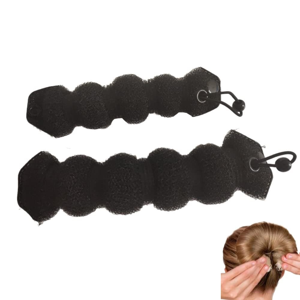 Bun Maker Foam Hair Styling Stylers for Women 2 Count 1 Large 1 Small Black Sponge Material Accessories