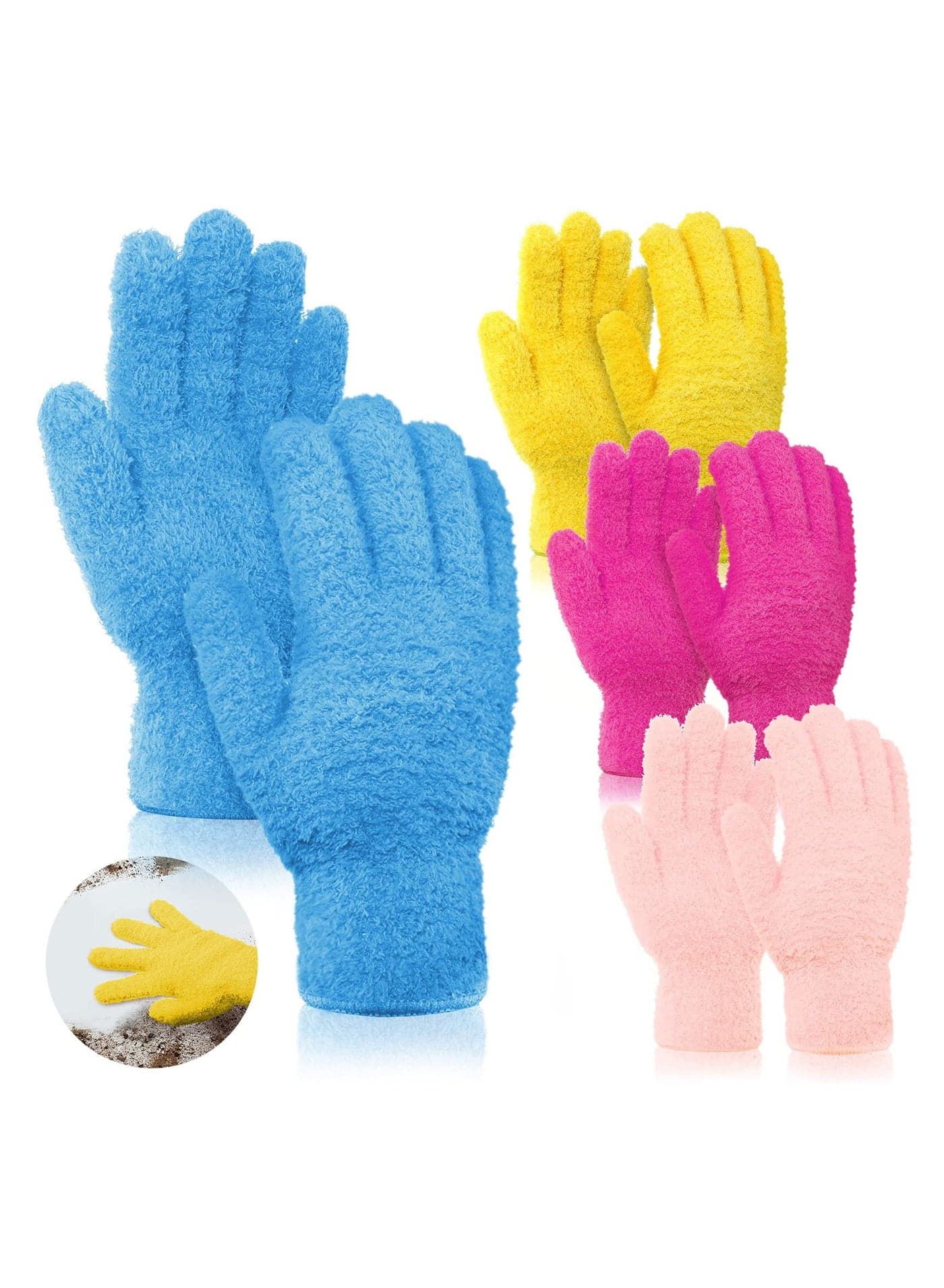 4 Pairs Microfiber Cleaning Gloves, Reusable No-Scratch Washable Dusting Mittens for Kitchen, House, Cars, Plants, Mirrors, Lamps, Blinds, Household Dusting Tools