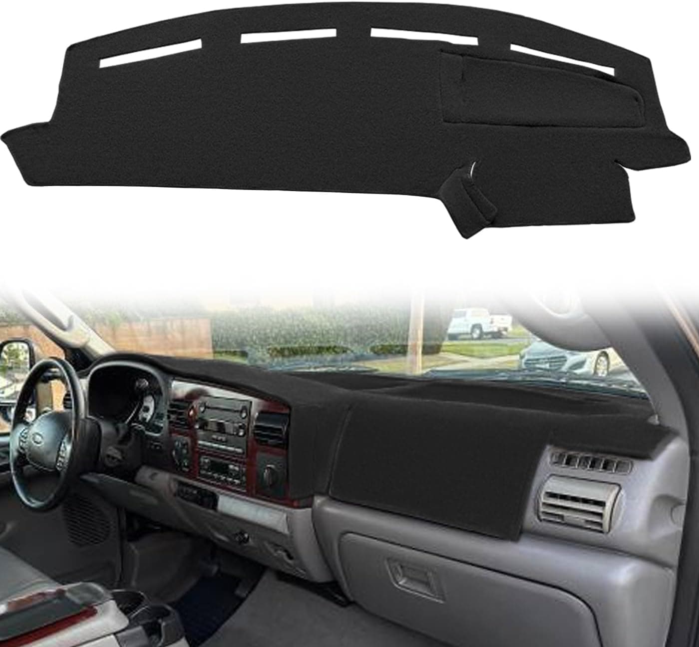 Yiz Dashboard Cover Mat Pad for 2005-2007 Ford F250 F350 F450 F550 Super Duty (Black)