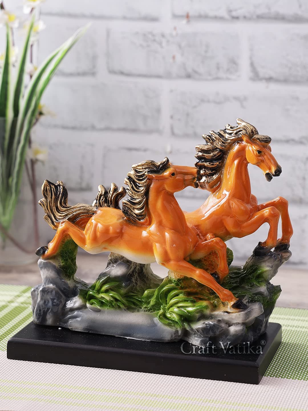 CraftVatika Running Horse Statue Victory Horses Showpiece Fengshui Vastu for Home Decor Living Room.