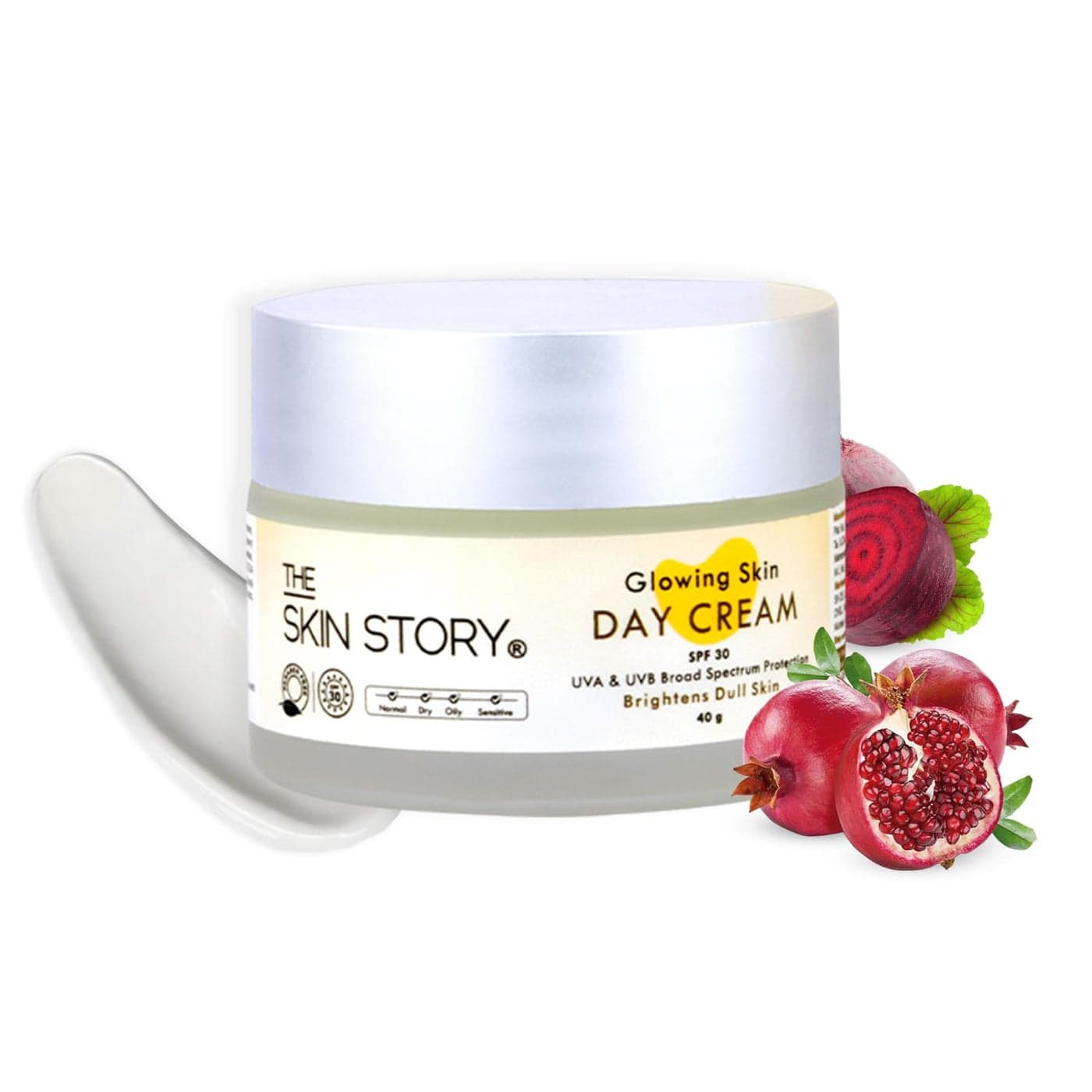 The Skin Story Glowing Skin Day Cream with SPF 30 Sunscreen Nourish Brighten and Protect Dull Skin Lightweight NonGreasy Formula for Daily Radiance UVAUVB Protection for Healthy 40g
