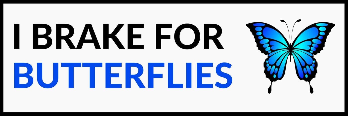 Vegamax I Brake for Butterflies Waterproof Vinyl Bumper Sticker for Cars Trucks Laptop