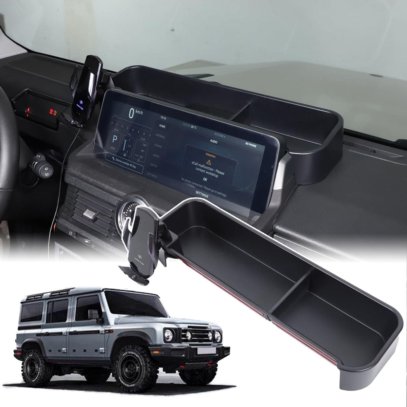 Bekantogy Car Dashboard Behind Screen Storage Tray Compatible with INEOS Grenadier 20202025 ABS Dashboard NonSlip Storage Organizer Tray Phone Holder Tray Style C