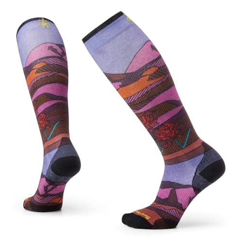 Smartwool Women's Ski Zero Cushion Floral Field Print Over The Calf Socks Picante M