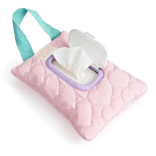 Reusable Baby Wipe Cover Fabric Quilted Universal Size TravelFriendly Baby Wipes Bag with Zipper Compatible with HUGGIESWaterWipesPampersJohnson and More Brands Pink