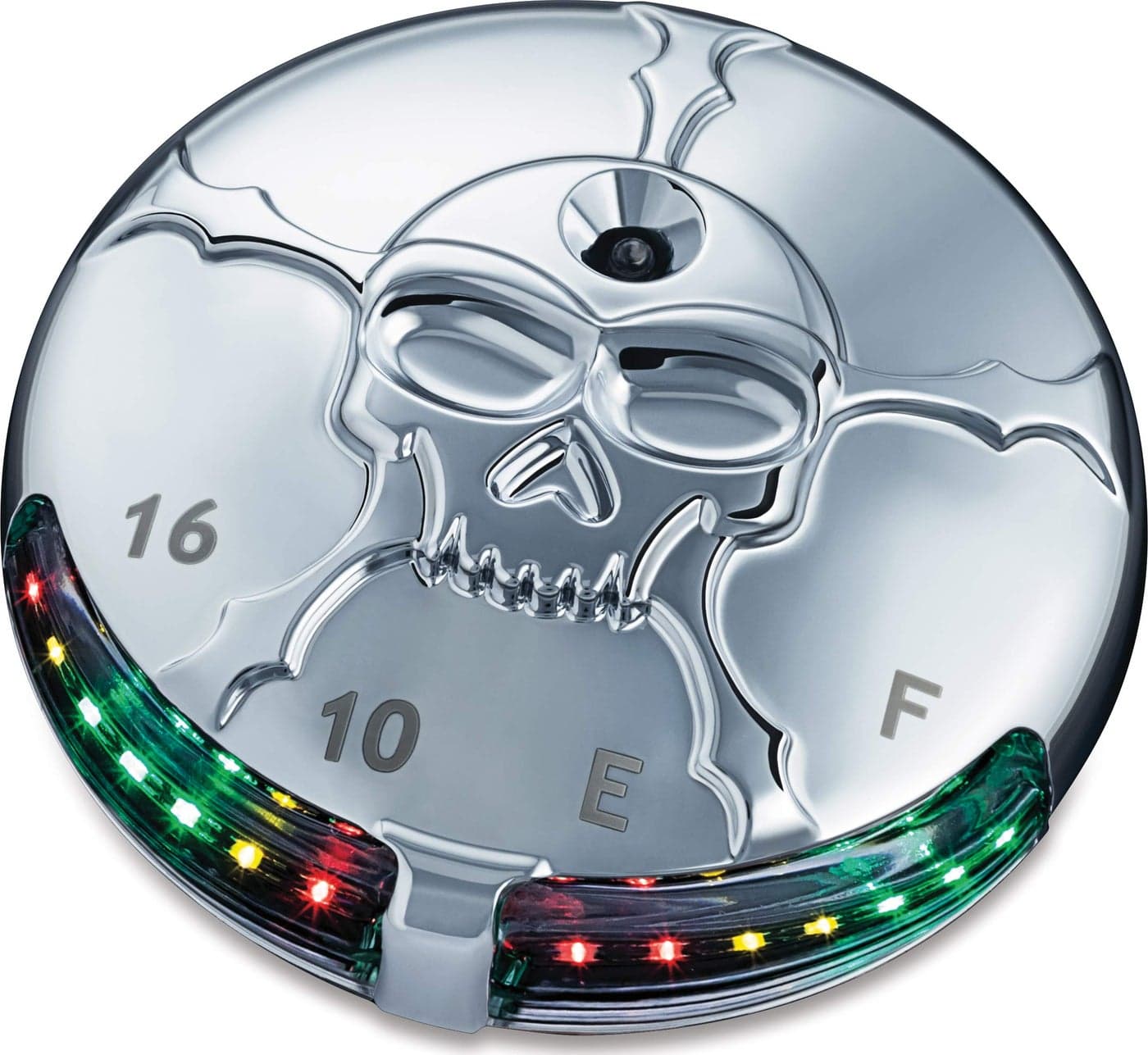 Kuryakyn 7357 Motorcycle Lighting Accent Accessory Zombie Skull LED Fuel and Battery Gauge for 19882019 HarleyDavidson Motorcycles Chrome medium