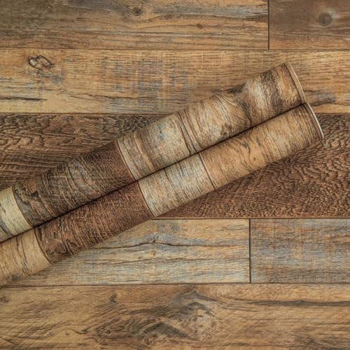 Decoroom 17.71''×511'' Peel and Stick Wallpaper Distressed Wood Plank Wallpaper Rustic Wood Grain Pattern Wall Paper Removable Self Adhesive Brown Shiplap Vinyl Film