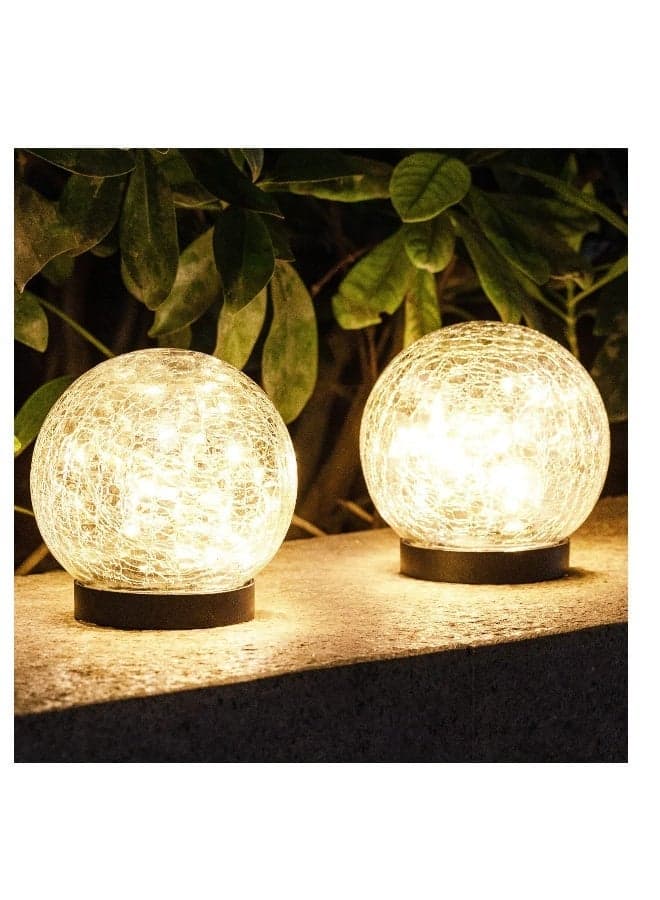 Garden Solar Lights, Outdoor Globe Light, Clear Cracked Glass Ball, for Outdoor Decor Decorations Pathway Patio Yard Lawn for Backyard Lawn Ornament
