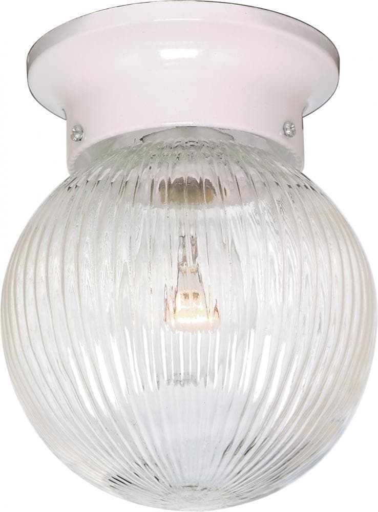 NUVO SF76257 One Light Ceiling Fixture Flush Mount WhiteClear Ribbed Glass 1 Count Pack of 1