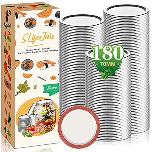 SLifeJars Canning Lids and Rings Regular Mouth,240 Pcs 70MM Mason Jar Lids and Rings Set for Regular Mouth Canning,Split-type Lid with Silicone Seals Ring Leak Proof and Secure for Regular Mason Jar