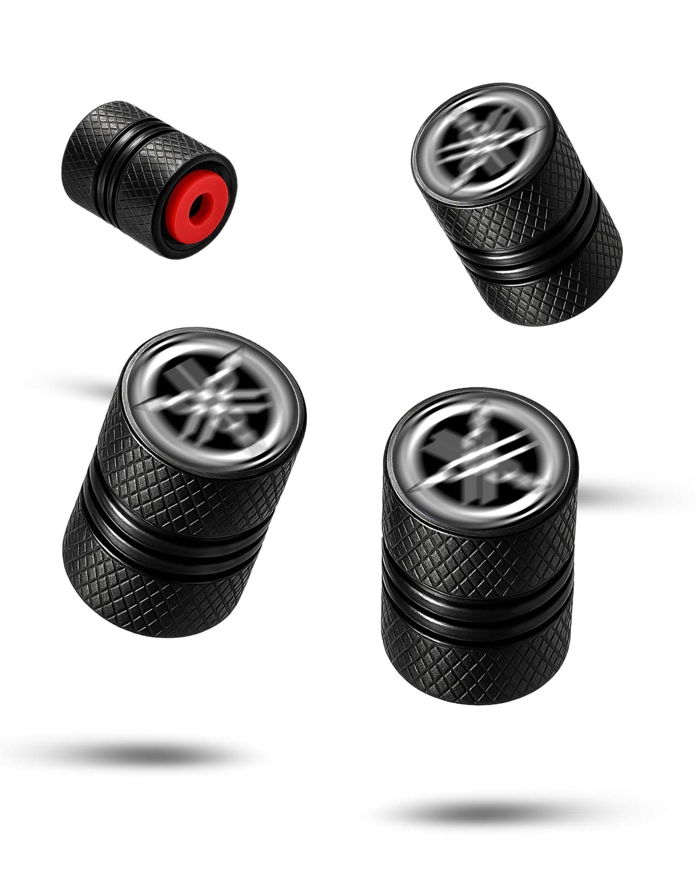 Metal Tyre Valve Caps (Set of 4) | Laser Engraved | Anti-Leak O-Ring | Stylish Air Stem Covers | Universal Fit | Compatible with Yamaha Motorcycles – R15, MT15, FZ, FZS, Fascino, Ray ZR & More