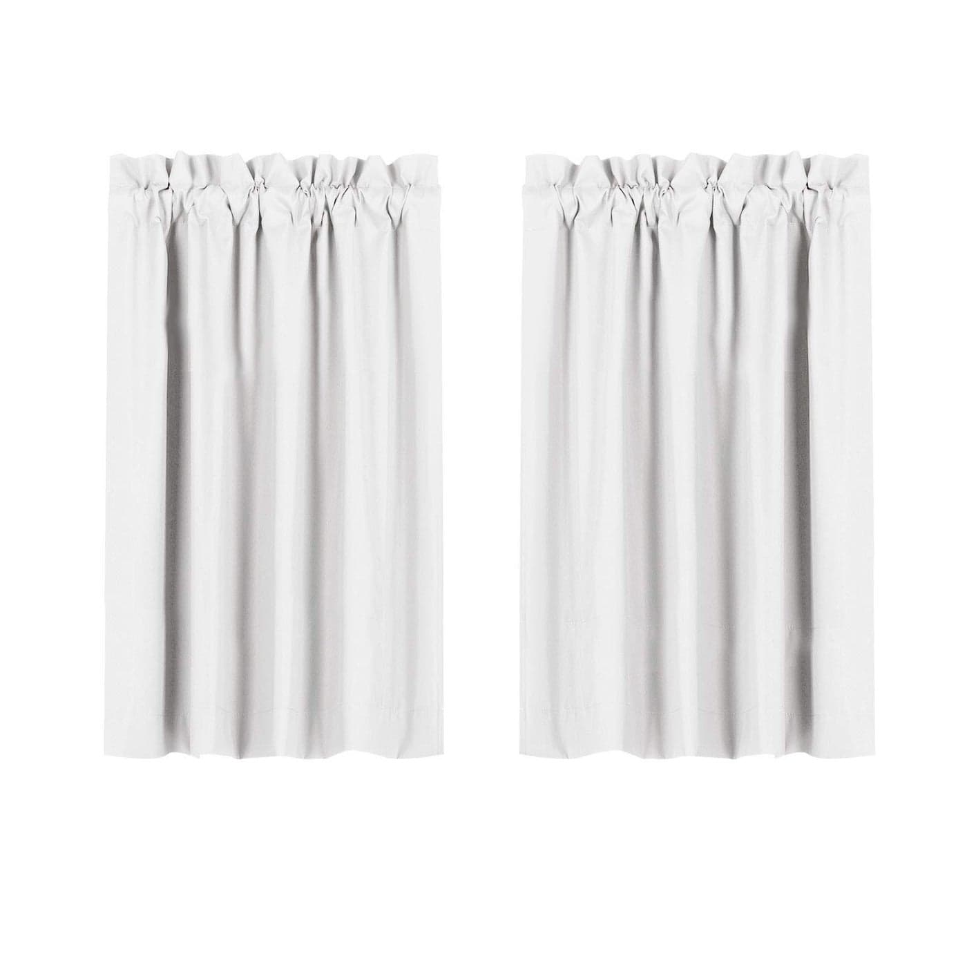 Valea Home Blackout Short Curtains Waterproof Soft Rod Pocket Kitchen Curtains for Bathroom Window Room Darkening Small Curtains for Bedroom 2 Panels 45 inch Length Grayish White