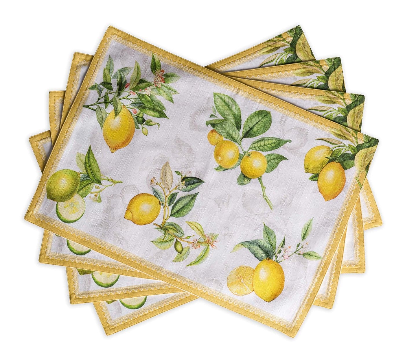 Maison dHermine Placemats Set of 4 100 Cotton Washable Cloth Place Mats Reusable Table Mats for Kitchen Dining Decoration Party Wedding Restaurant SpringSummer Limoncello 13 x 19