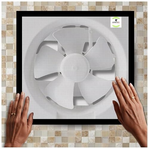 ARMORX Mosquito Net for Exhaust Fan, Bathroom, Kitchen & Ventilation Window | Pre Stitched Ready-to-Use | Blocks Mosquitoes Insects Lizards | Black - 40x40 cm / 16x16 inch