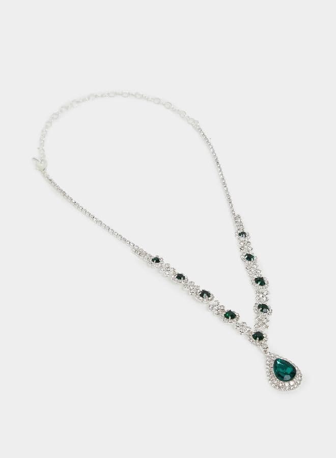 Styli Emerald Green Crystal Y Necklace
