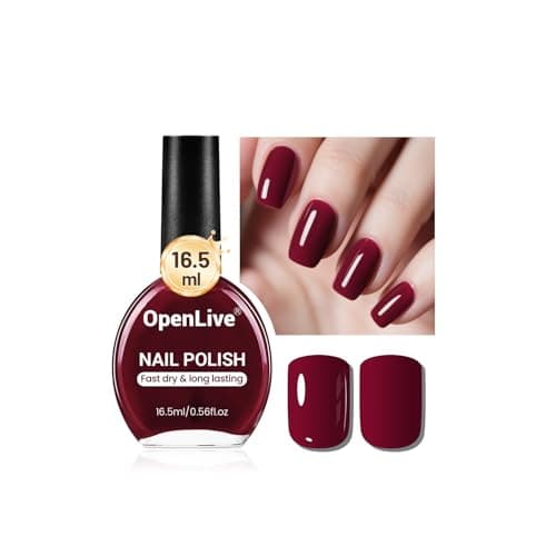 OpenLive 165ml Dark Red Nail Polish Large Volume Quick Dry Nail Polish Long Lasting Shine Fingernail Toenail Nail Art DIY Home Travel Nail Art Gift