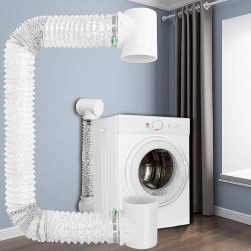 Dryer Vent Hose for Tight Space, Indoor 4in Dryer Vent Vacuum Hose Connector Attachment with Double 90 Degree Elbow, 9.84ft Aluminum Exhaust Hose