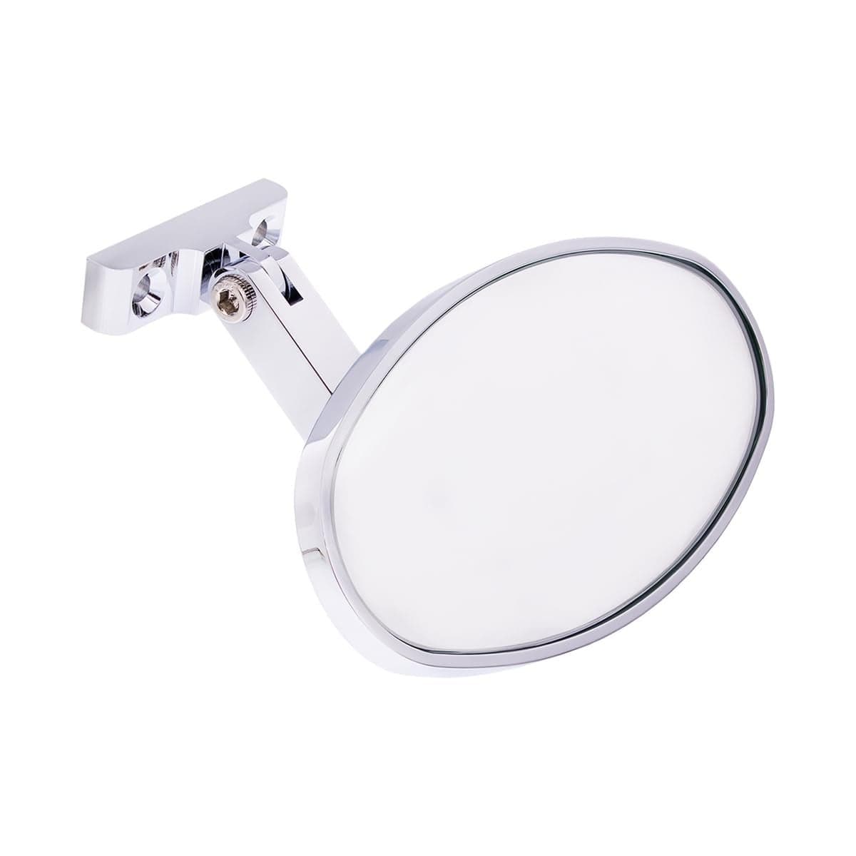 United Pacific 70804 Chrome Plated Aluminum Oval Interior Rear View Mirror wScrewOn Mount for Hot Rods Adjustable Arm Base Easy Install ONE Unit