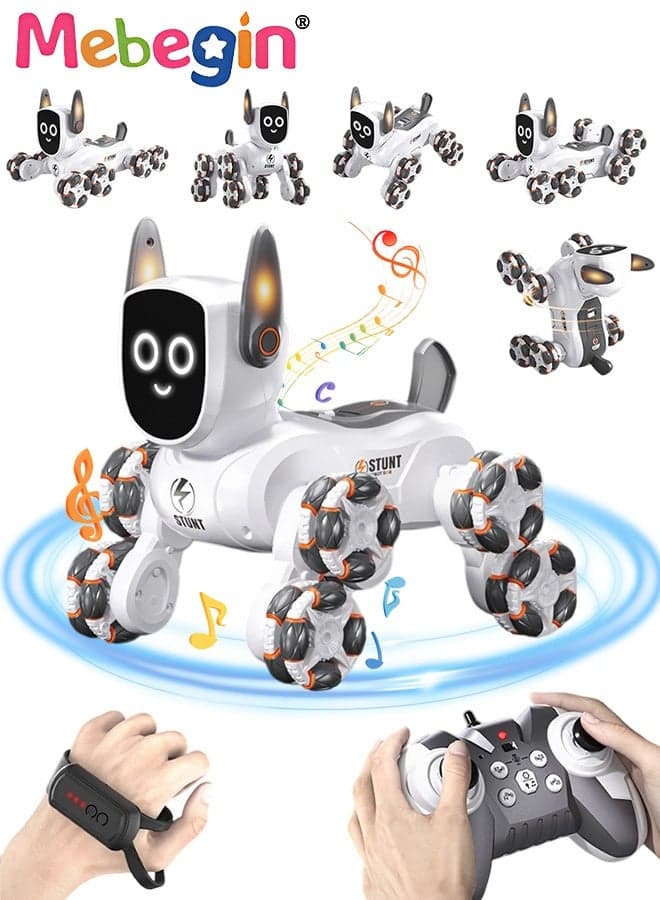 Stunt Robot Dog Toys for Kids, Cool Mechanical Dog with 360° Rotation Feature, Remote Control Car with Various Postures, Rechargeable RC Car, Stunt Car Toy with Light and Music, Gesture Sensing Robot Toys, Ideal Gift for Kids, 26.5*16*16cm
