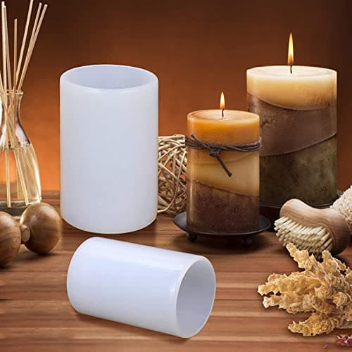 4 Pack Long Pillar Mold Multiple Style Cylinder Candle Silicone Wave Spiral Candle Mold Silicone Resin Casting Molds for Candle Resin Soap Craft Supplies