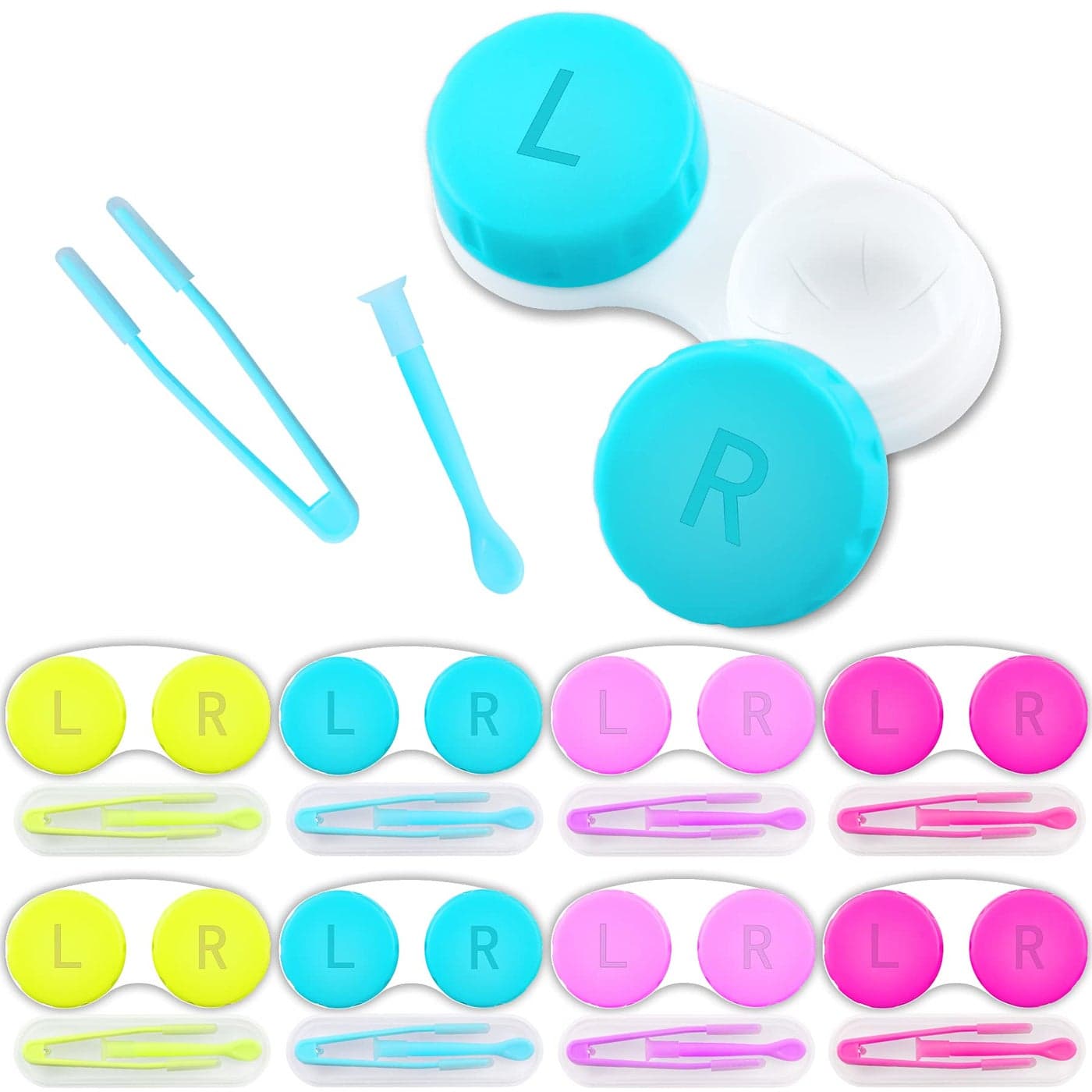 VOCOOL 16 Pcs Portable Contact Lens Tools Set InserterRemover and Tweezer with Soft Tip Mini Eye Contact Case Box for Travel