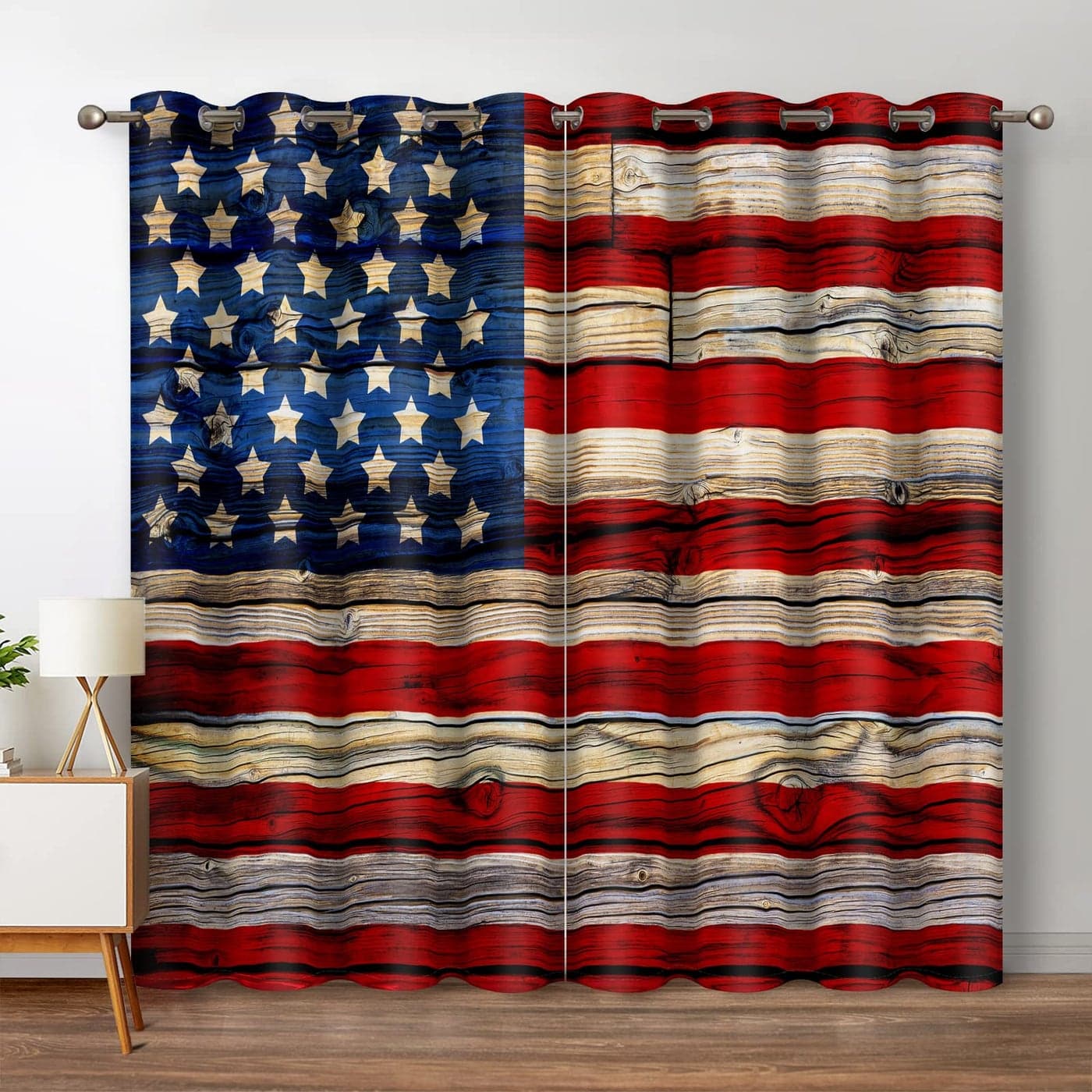 Jekeno American Flag Blackout Curtains United States Flag Independence Day Patriotic Decor for Home Bedroom Living Room Grommet Window Drapes 2 Panel Set 52x84