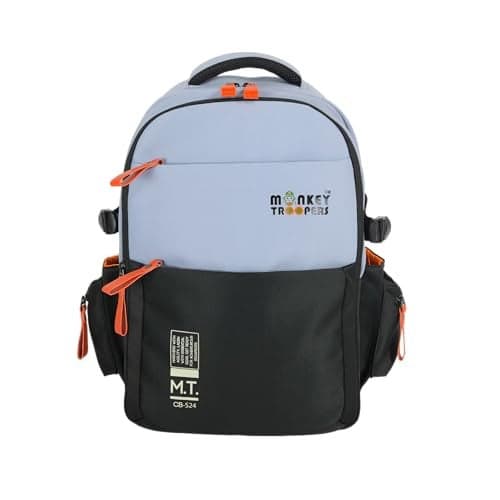 MONKEY TROOPERS Bouje Laptop Backpack Bag For Men Women Girls Boys, college, school, office, travel, casual, 15.6-inch,Quick Access & Zippered Pockets, 27 Litre, Water Resistant (Black-Grey)
