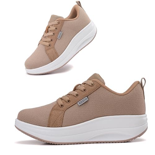 Oude Orthopedic Shoes for Women Cushiony | Women’S Sneakers Walking On Air | Stylish Standing All Day Rocker Bottom Khaki Size 6