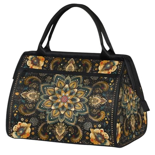 Overnight Weekender Bag for Women Men Carpet Flower Vintage Waterproof Carry On Travel Duffel Bags with Zipper Lightweight Sports Gym Bag Luggage Workout Handle Bags for Traveling Yoga Camping