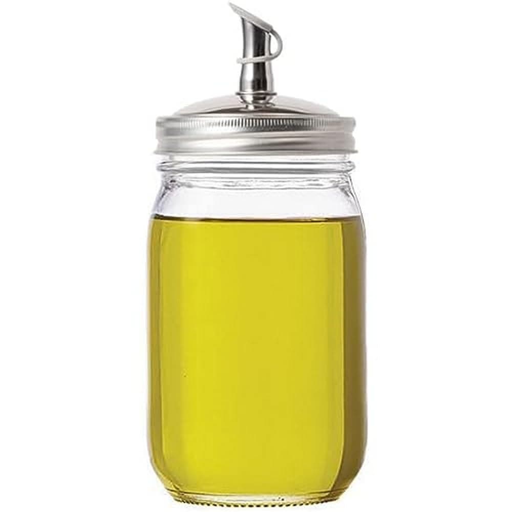 Jarware Stainless Steel Oil Cruet Lid Regular Mouth Mason Jar Spout Lid