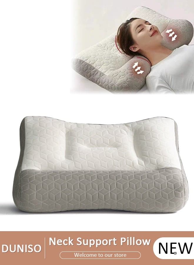 Super Comfort Ergonomic Pillow for Neck Head and Shoulder Pain Relief Contour Support Pillows for Bed Sleeping Orthopedic Cervical Spine Stretch Pillow for Side Back Stomach Sleeper