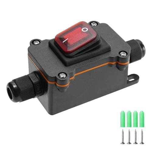 IP67 Waterproof Inline Cord Switch with Red Indicator Light, 12V DC Latching Rocker Switch, Heavy Duty ON-Off DPST Switch for Automotive, Marine, Outdoor Equipment(Two Side