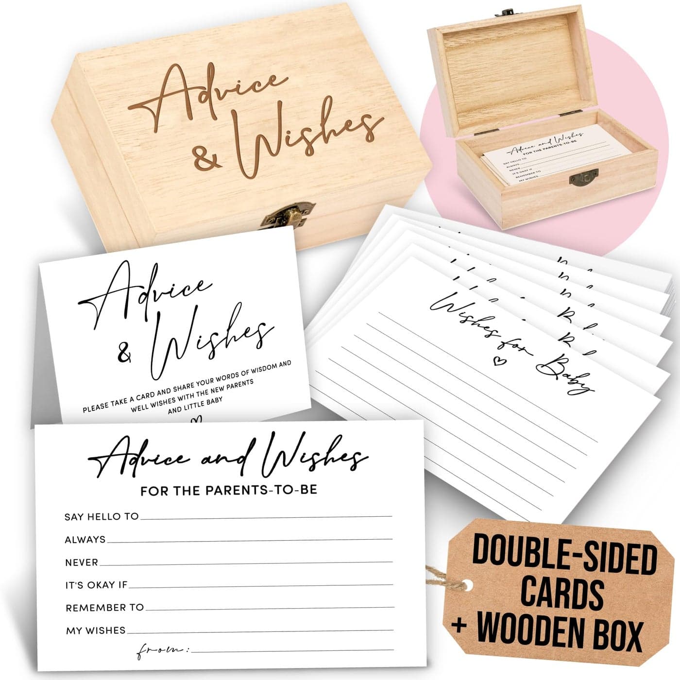 Woodamore Baby Shower Advice Cards For Parents To Be Advice For New Parents Baby Shower Decorations Girl Advices and Wishes for Baby Cards Box Fun Game Ideas