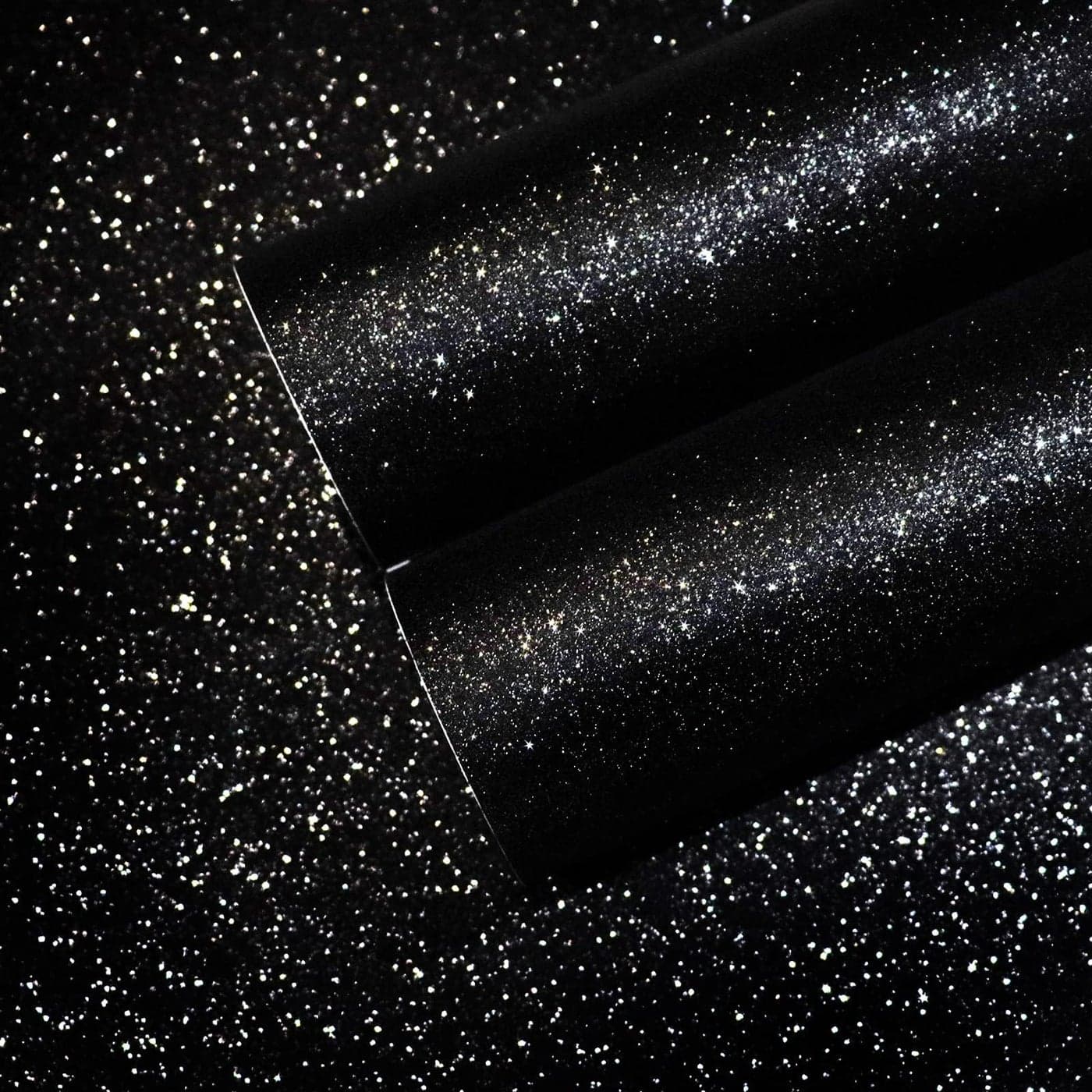 CHIHUT Glitter Black Wallpaper 157x100 Peel and Stick Wallpaper Self Adhesive Removable Black Glitter Wallpaper Stick and Peel for Bedroom Walls Fabric Contact Paper for Cabinets Drawer Dresser
