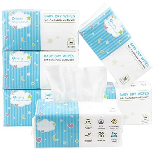 Orighty Baby Dry Wipes Super Soft Gentle Baby Washcloths Use Wet or Dry 100 Unscented Tissue for Babies Sensitive Skin Ideal for Diaper Changes Feeding Nursing Runny Nose Drool 600 Count