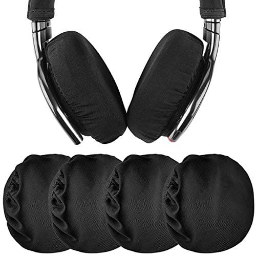 Geekria 2 Pairs Flex Fabric Headphones Ear Covers Product Safety Certified Washable Stretchable Earcup Protectors for OverEar Headsets Sweat Pads for Gym Gaming Size MBlack