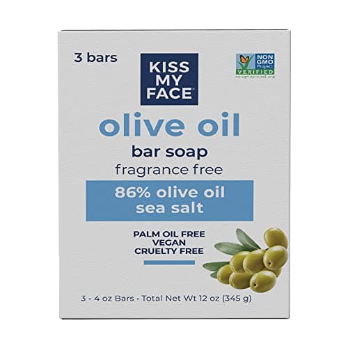 Kiss My Face Olive Oil Fragrance Free Bar Soap Moisturizing Bar Soap Cruelty Free Vegan Soap Palm Oil Free 4 Oz 3 Count Pack of 1