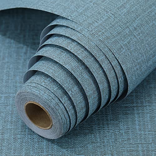 LOVADA Peel and Stick Wallpaper Blue Grass Cloth Wall Paper - 15.7 x 300 Inch Self Adhesive Wallpaper Peel and Stick, Easy to Paste Wall Contact Paper for Stand Liner, Table and Door Makeover Decor