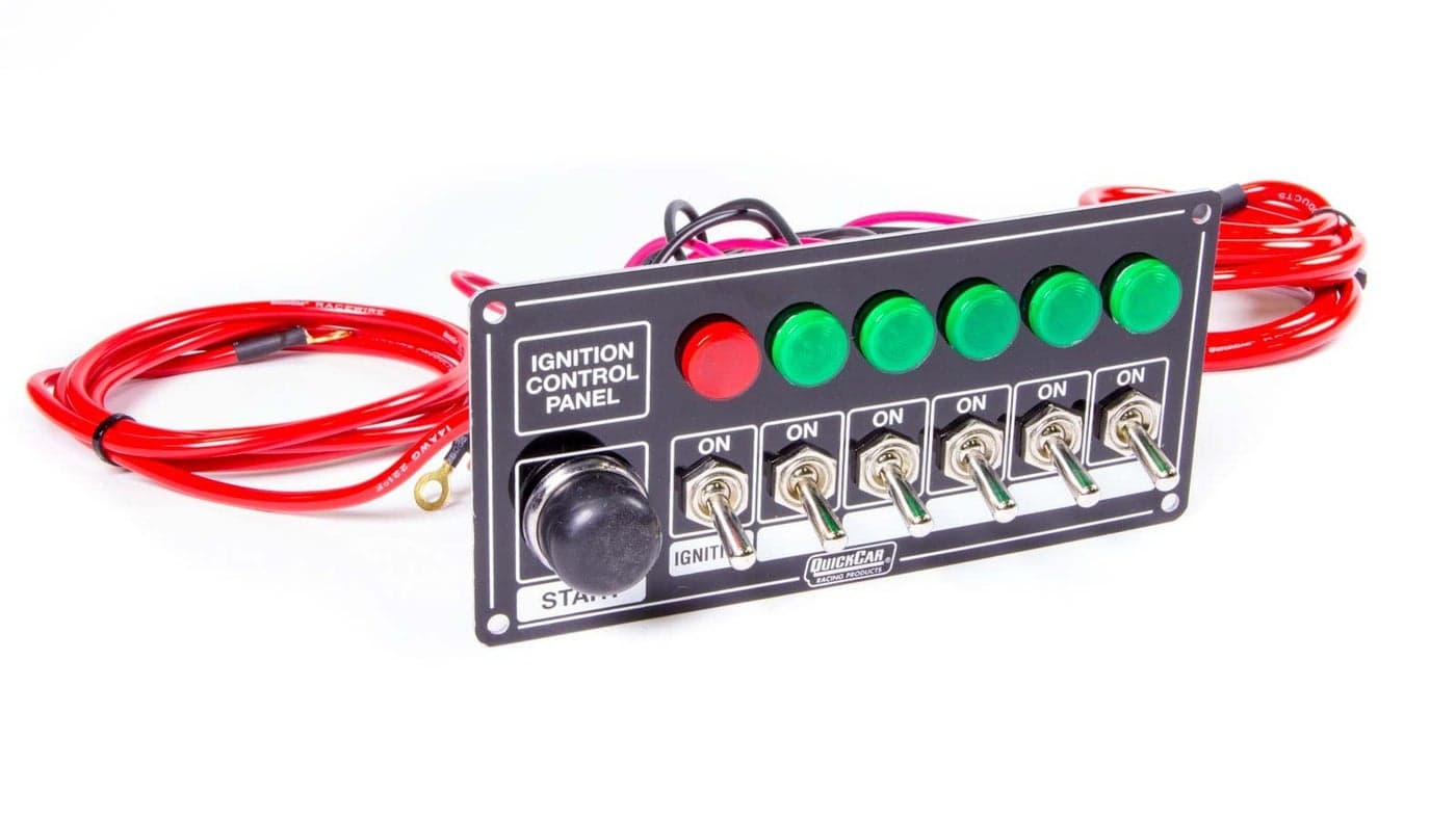QuickCar Racing Products 50866 Ignition Panel Blk wStart But 5 ACC Lights