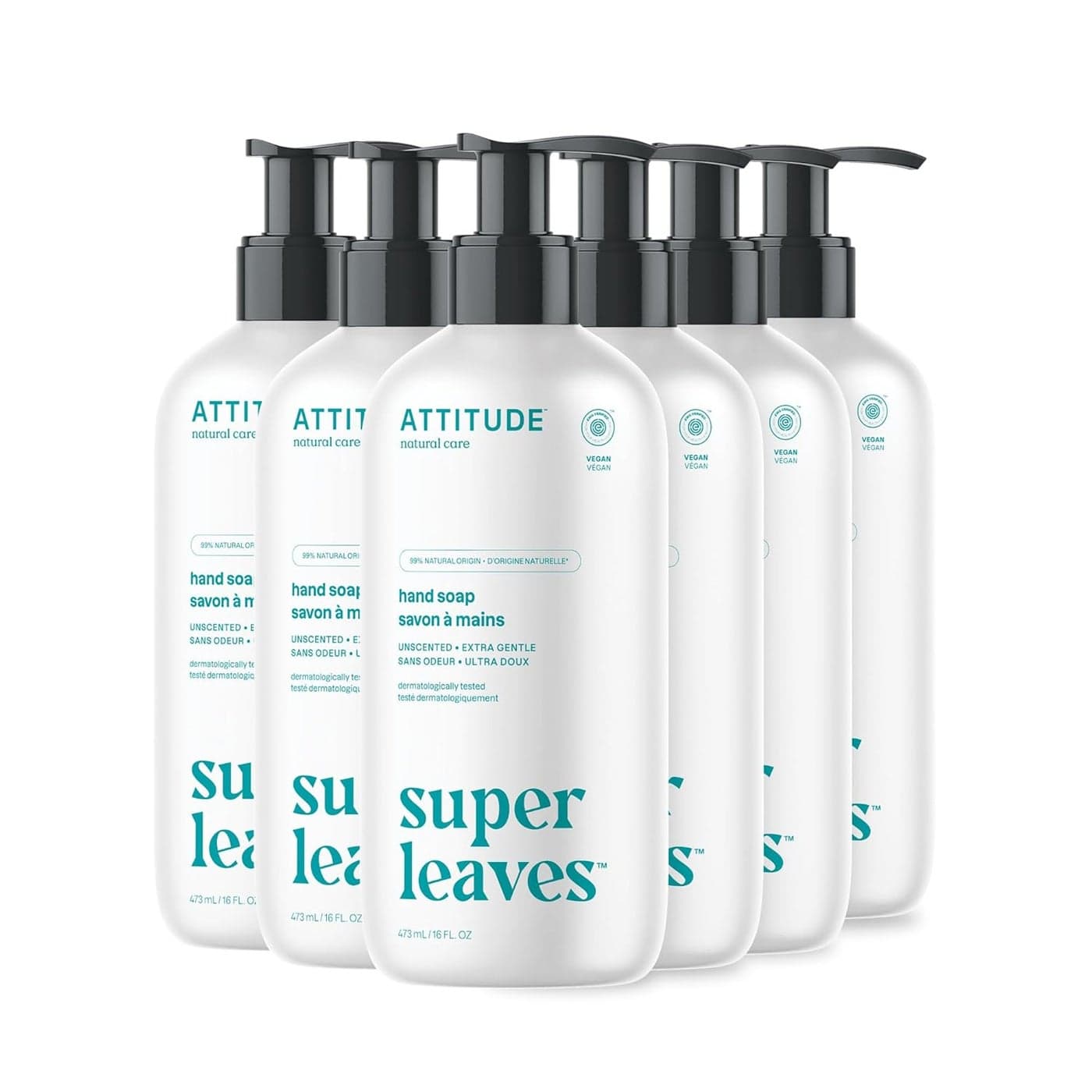 ATTITUDE Liquid Hand Soap EWG Verified Plant and MineralBased Vegan Personal Care Products Unscented 16 Fl Oz Pack of 6