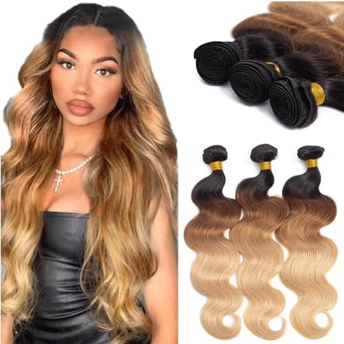 12A Grade Ombre Bundles Human Hair T1B302714 16 18 Ombre Body Wave 3 Bundles Human Hair 100 Unprocessed Virgin Brazilian Body Wave Human Hair Weave Bundles
