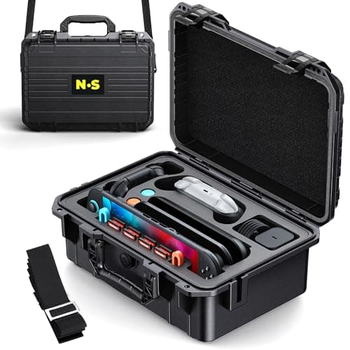 Switch 2 Super Hard Carrying Case WAXITY Travel Case for Nintendo Switch 21 Console AccessoriesAll in one Large Capacity Storage for Pro ControllerDockGripProfessional Deluxe IP67 Waterproof Bag