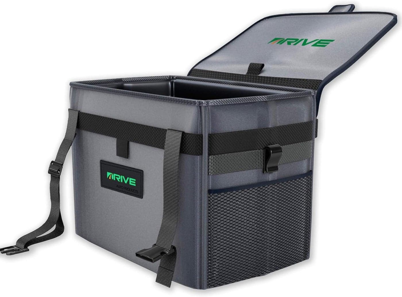 DRIVE AUTO PRODUCTS Car Trash Can and Garbage Bag Set - Leak Proof Container with Lid - XL, Black